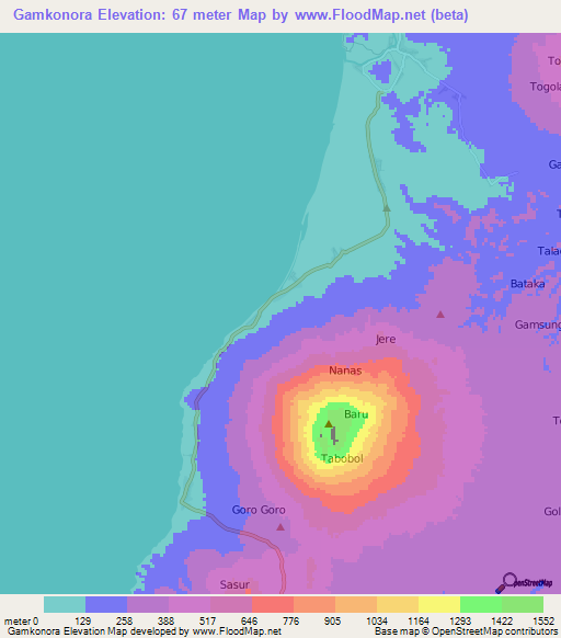 Gamkonora,Indonesia Elevation Map