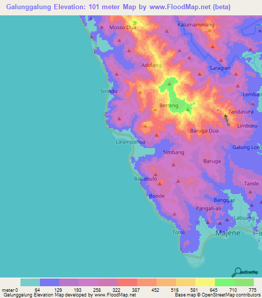 Galunggalung,Indonesia Elevation Map