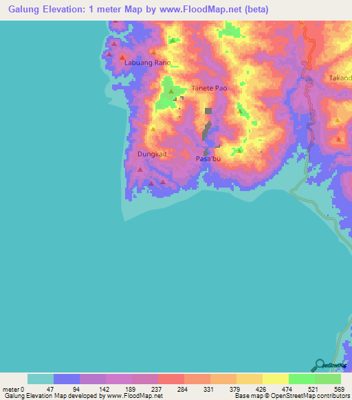 Galung,Indonesia Elevation Map