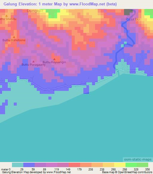 Galung,Indonesia Elevation Map