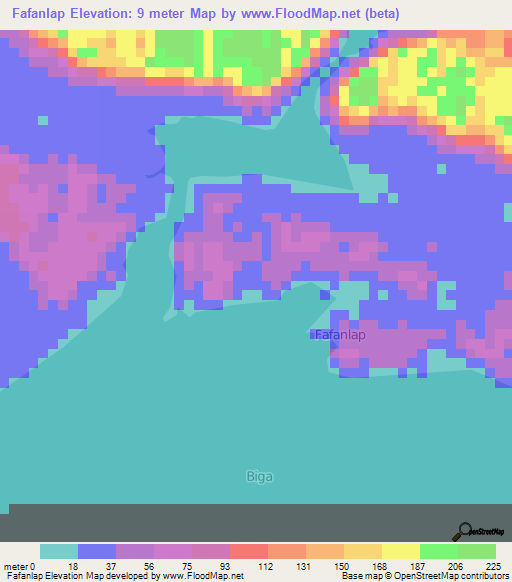 Fafanlap,Indonesia Elevation Map