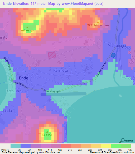 Ende,Indonesia Elevation Map