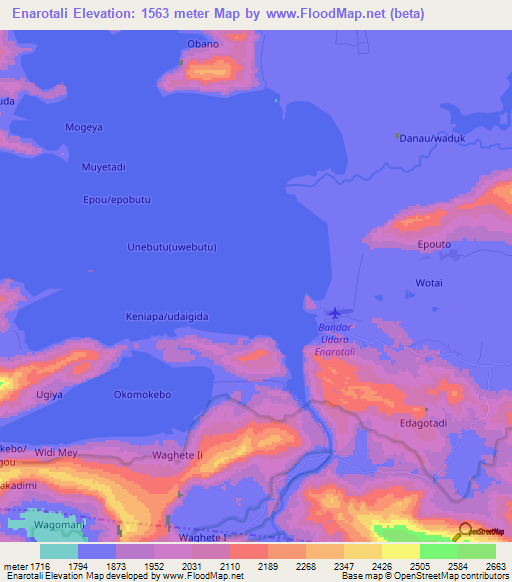 Enarotali,Indonesia Elevation Map