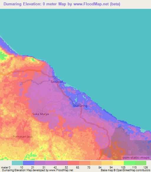 Dumaring,Indonesia Elevation Map