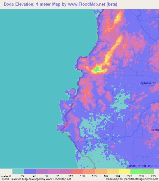 Doda,Indonesia Elevation Map