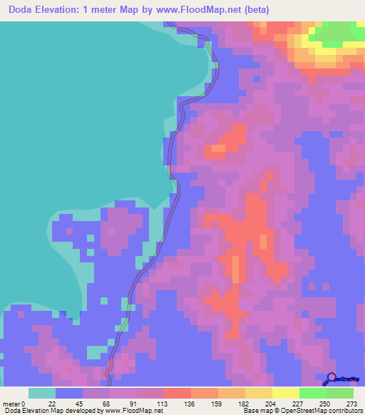 Doda,Indonesia Elevation Map