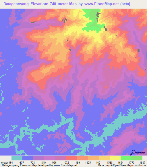 Datagenoyang,Indonesia Elevation Map