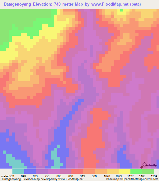 Datagenoyang,Indonesia Elevation Map