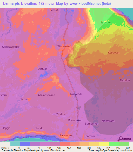 Darmarpis,Indonesia Elevation Map