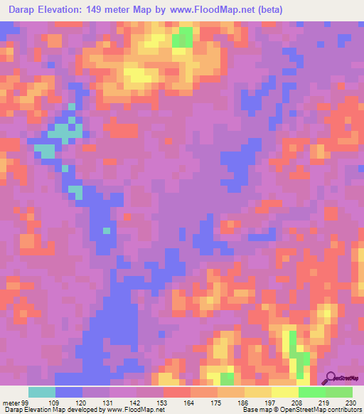 Darap,Indonesia Elevation Map