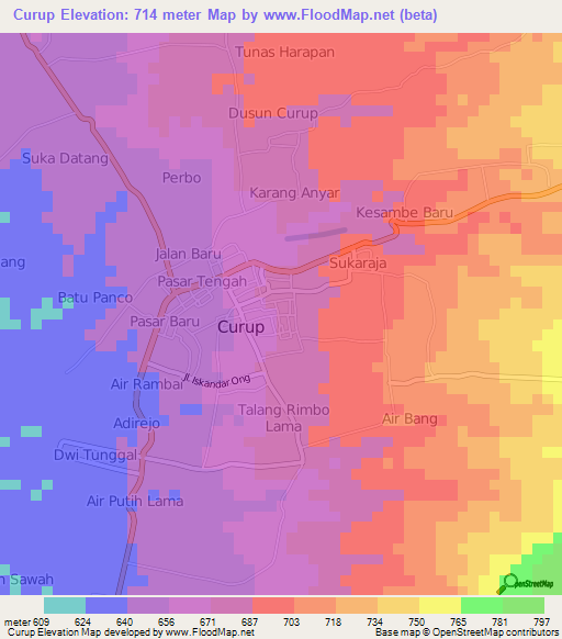 Curup,Indonesia Elevation Map