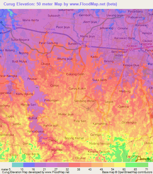 Curug,Indonesia Elevation Map