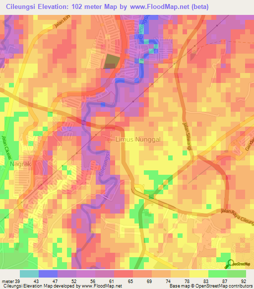 Cileungsi,Indonesia Elevation Map