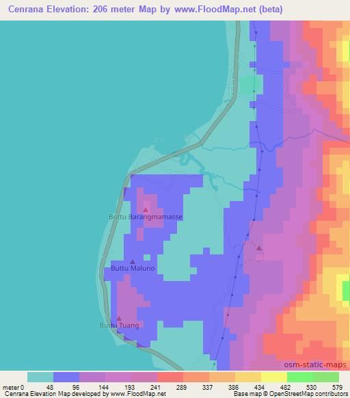 Cenrana,Indonesia Elevation Map