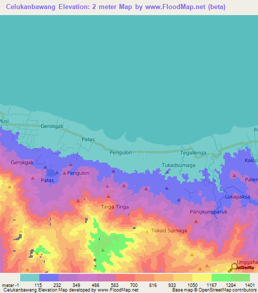 Celukanbawang,Indonesia Elevation Map