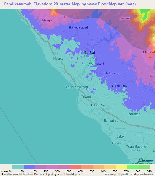 Candikesumah,Indonesia Elevation Map