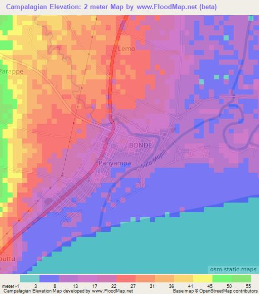 Campalagian,Indonesia Elevation Map