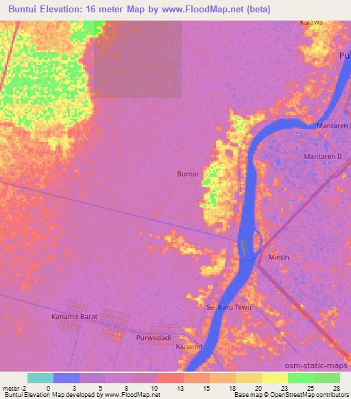 Buntui,Indonesia Elevation Map