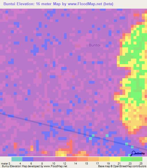 Buntui,Indonesia Elevation Map