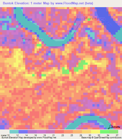 Buntok,Indonesia Elevation Map