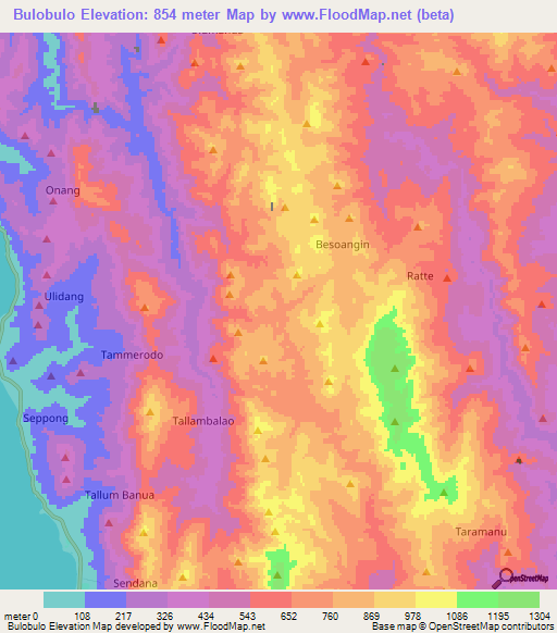 Bulobulo,Indonesia Elevation Map