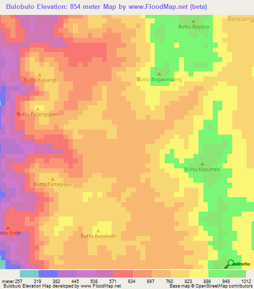 Bulobulo,Indonesia Elevation Map