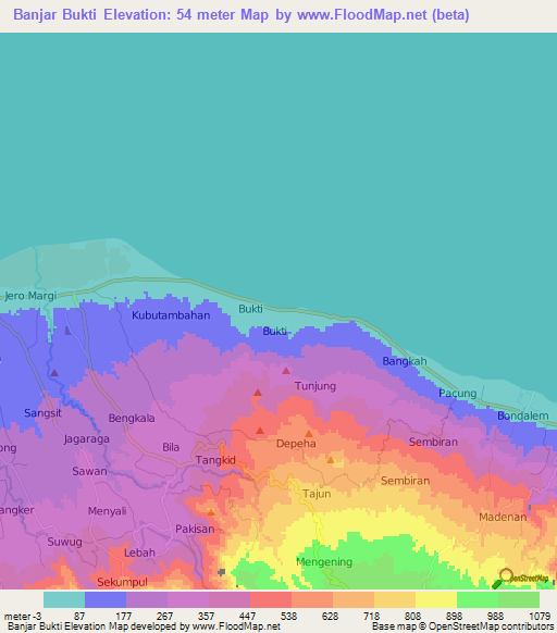 Banjar Bukti,Indonesia Elevation Map