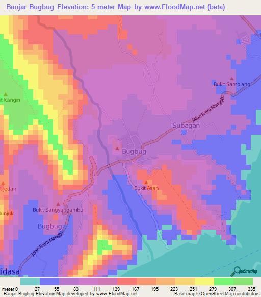 Banjar Bugbug,Indonesia Elevation Map