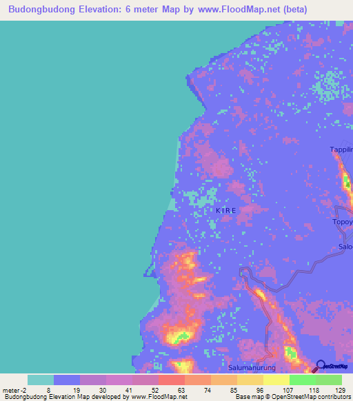 Budongbudong,Indonesia Elevation Map