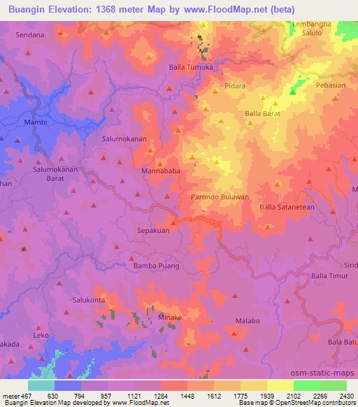 Buangin,Indonesia Elevation Map