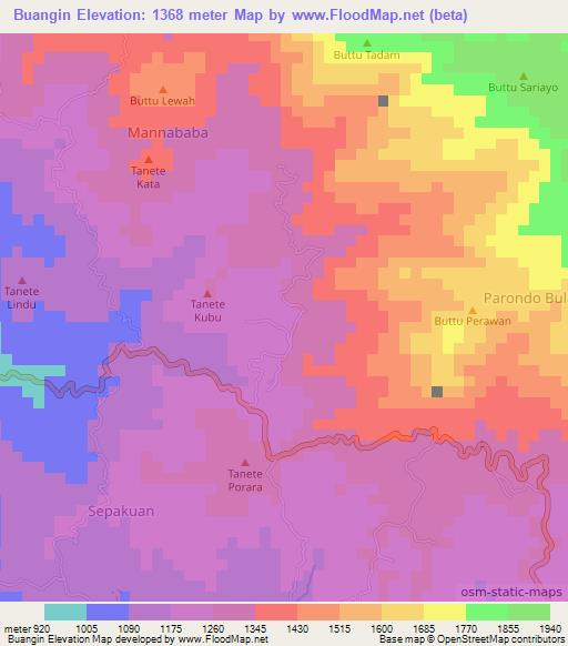 Buangin,Indonesia Elevation Map