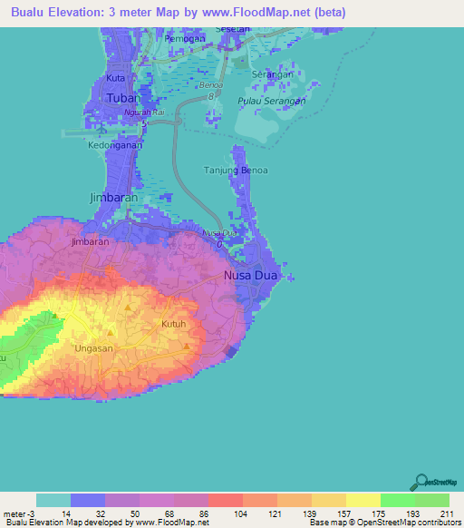 Bualu,Indonesia Elevation Map