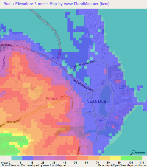 Bualu,Indonesia Elevation Map