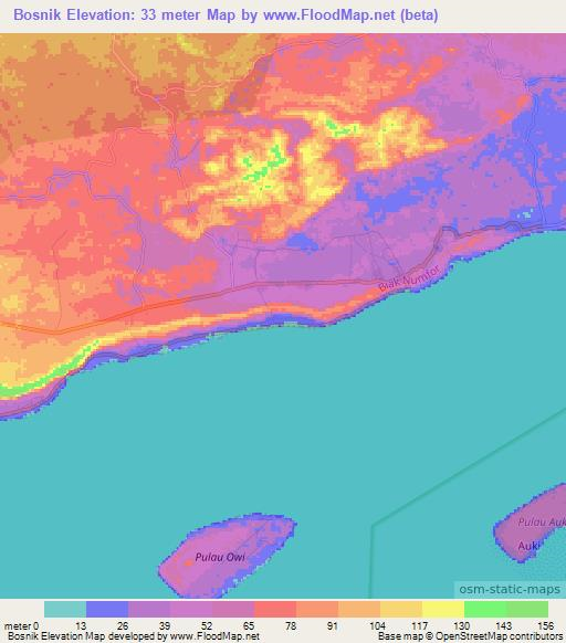 Bosnik,Indonesia Elevation Map