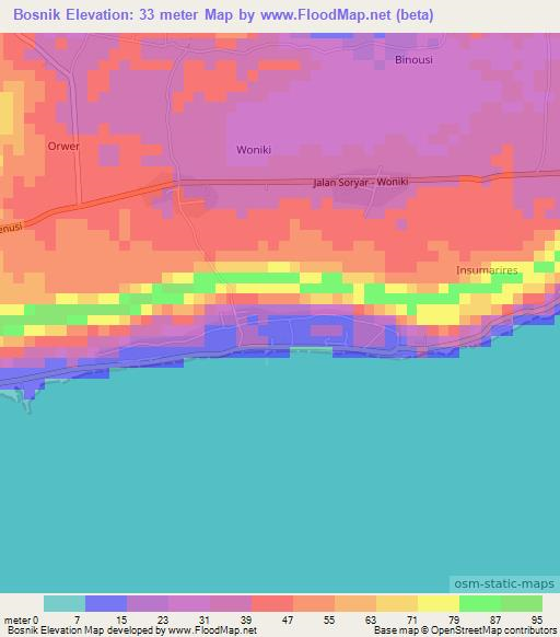 Bosnik,Indonesia Elevation Map