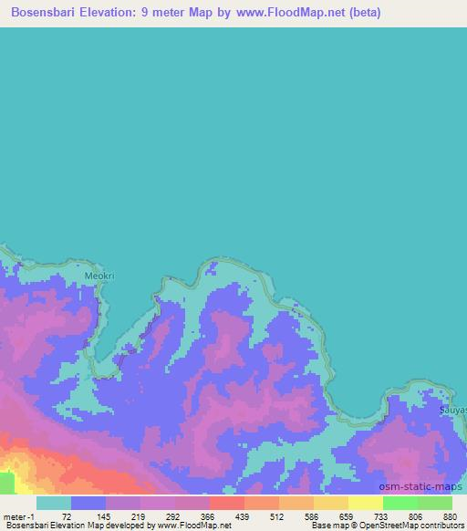 Bosensbari,Indonesia Elevation Map