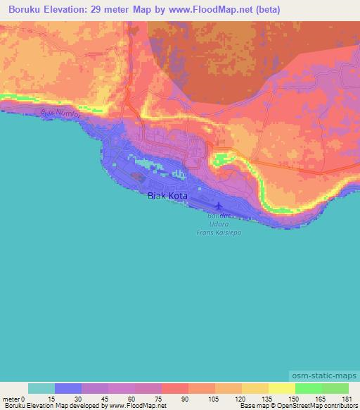 Boruku,Indonesia Elevation Map