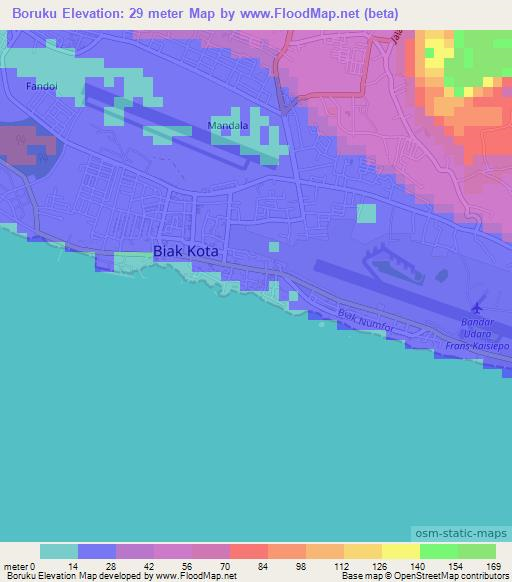 Boruku,Indonesia Elevation Map