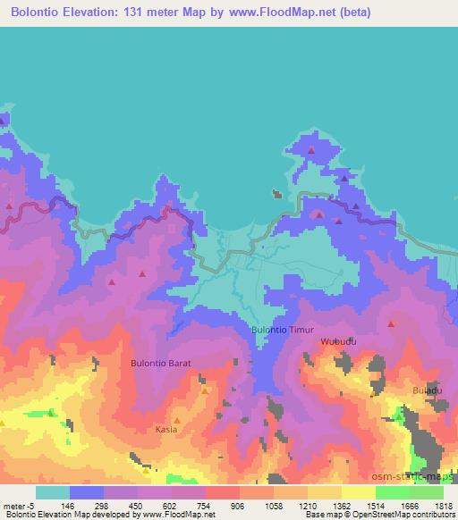 Bolontio,Indonesia Elevation Map