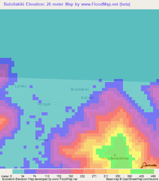 Buloilakiki,Indonesia Elevation Map