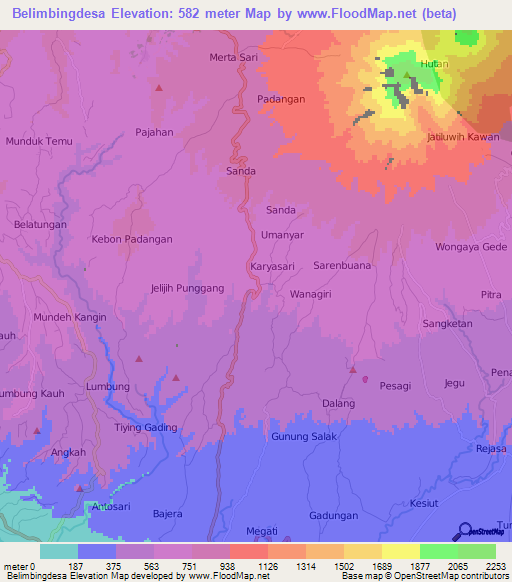 Belimbingdesa,Indonesia Elevation Map