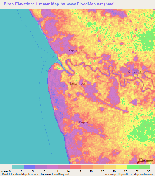 Birab,Indonesia Elevation Map