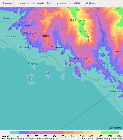 Binuang,Indonesia Elevation Map