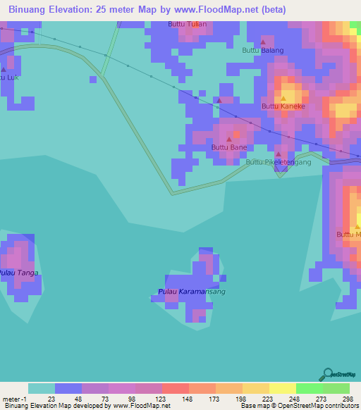 Binuang,Indonesia Elevation Map