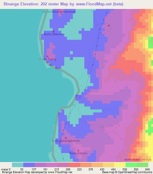 Binanga,Indonesia Elevation Map