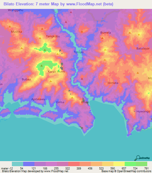 Bilato,Indonesia Elevation Map