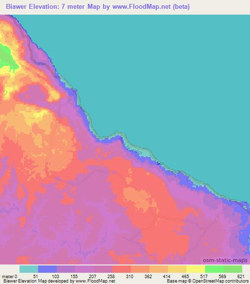 Biawer,Indonesia Elevation Map