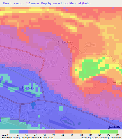 Biak,Indonesia Elevation Map