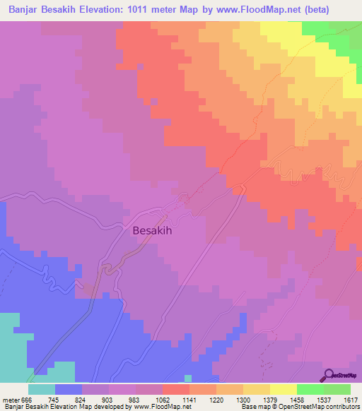 Banjar Besakih,Indonesia Elevation Map