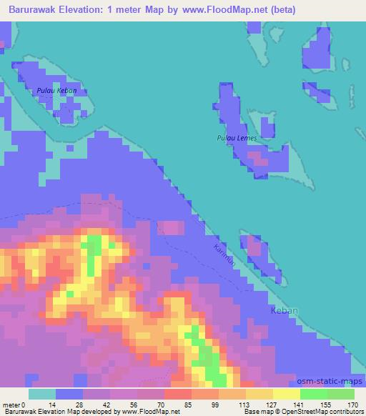 Barurawak,Indonesia Elevation Map